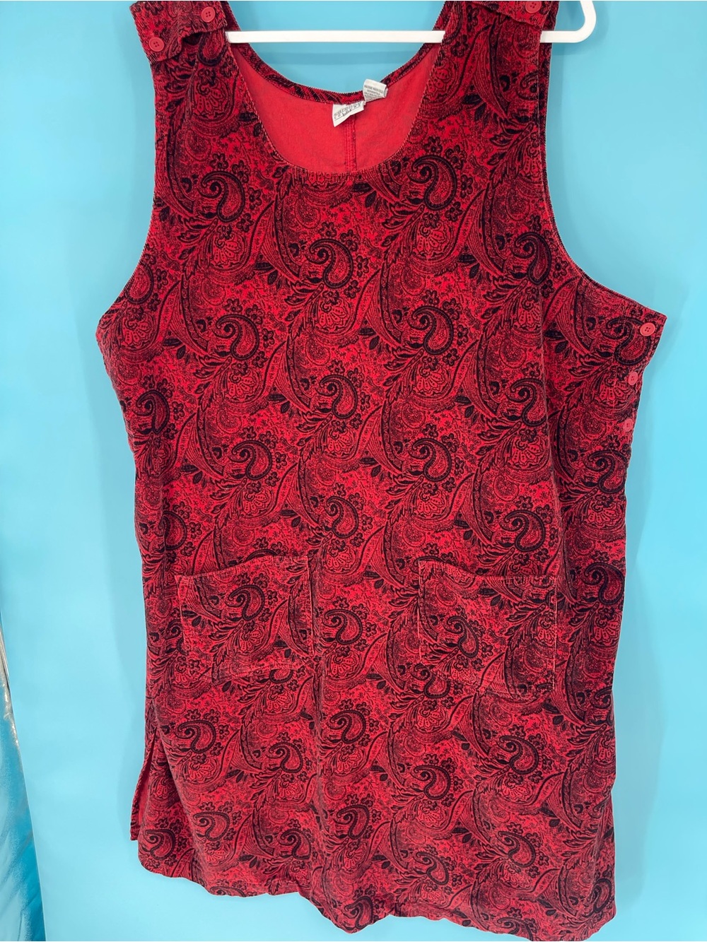 Red Paisley Midi Dress - Comfortable Sleeveless Style P2P29‎